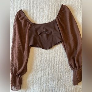 Urban Outfitters Cropped Brown Blouse - NEVER WORN